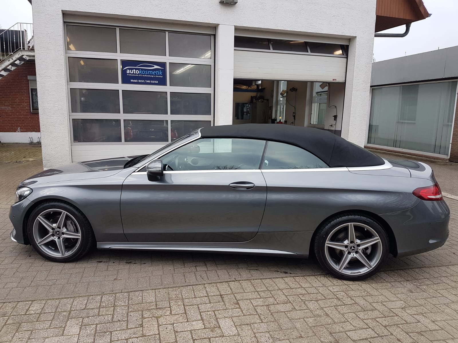 Mercedes-Benz C-Klasse Cabrio grau – Aufbereitung vor dem Studio in Lilienthal